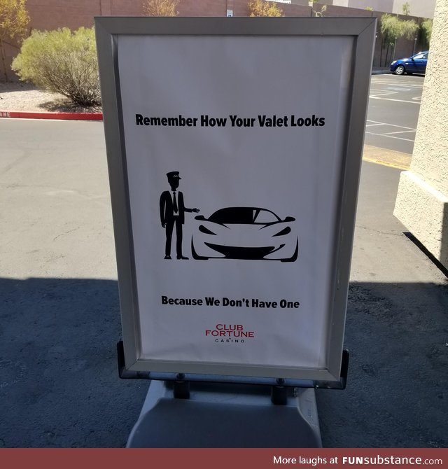 A sign outside a off strip casino in Las Vegas...Talk about pulling a Ferris