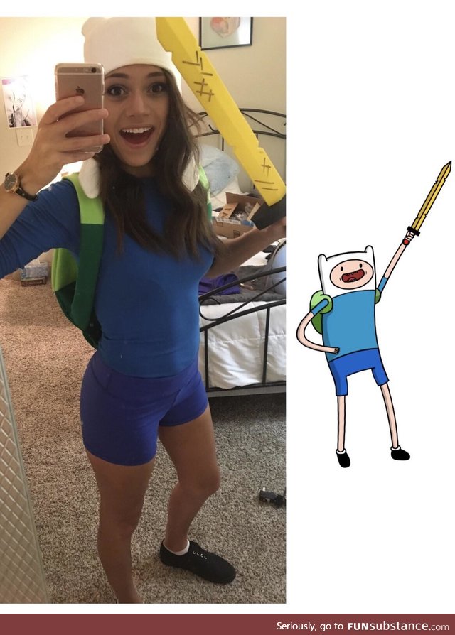 Excited for my costume as Finn from Adventure Time