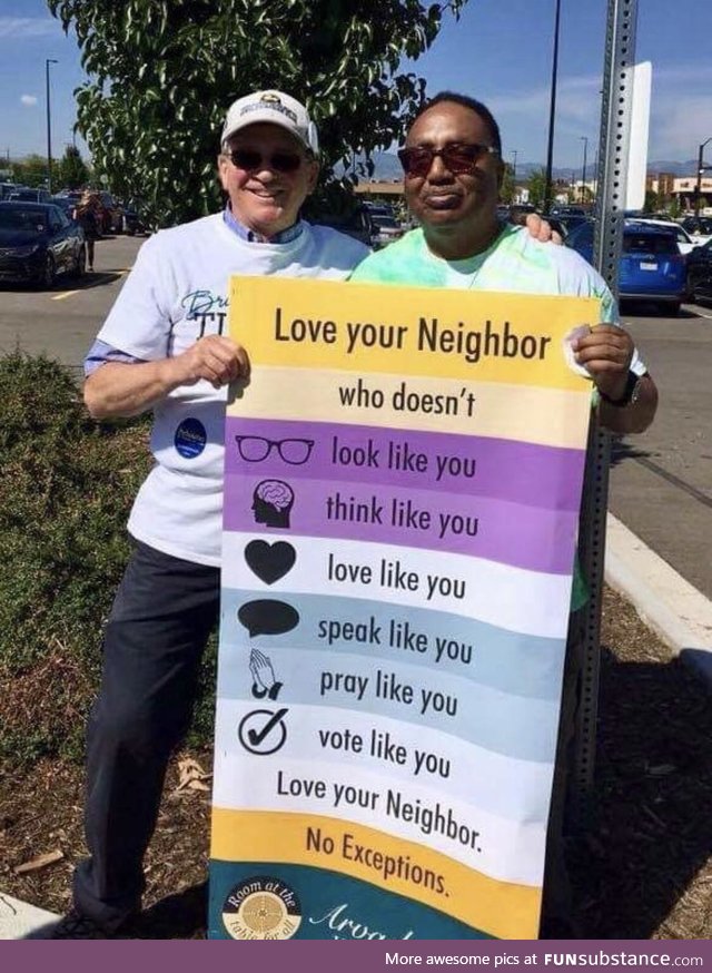 Love your neighbor, a sign from the Arvada United Methodist Church