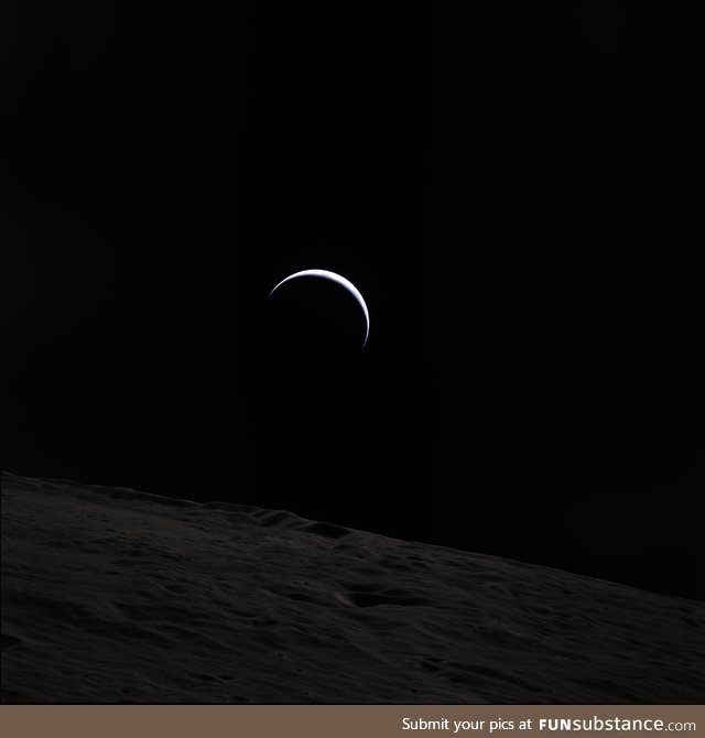 A crescent Earth seen from the Moon