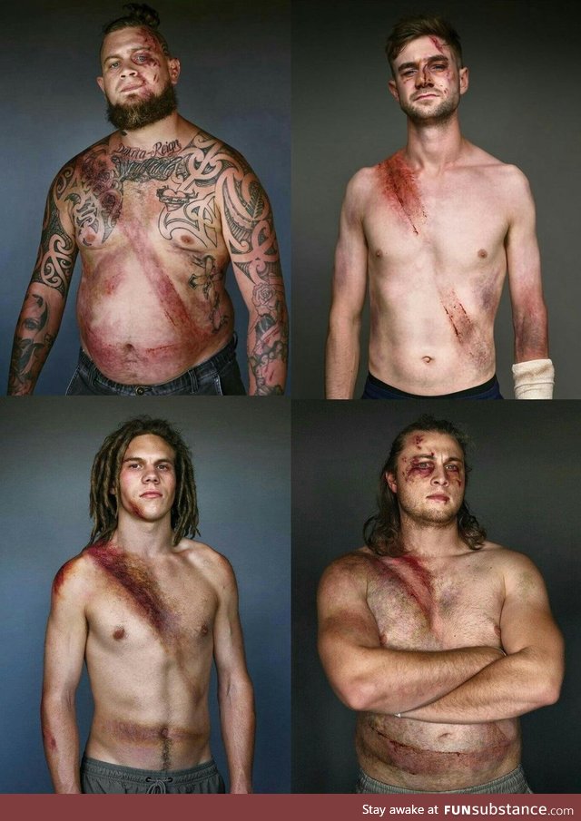 Photo shoot of crash survivors for a NZ road safety campaign to show how seat belts saved