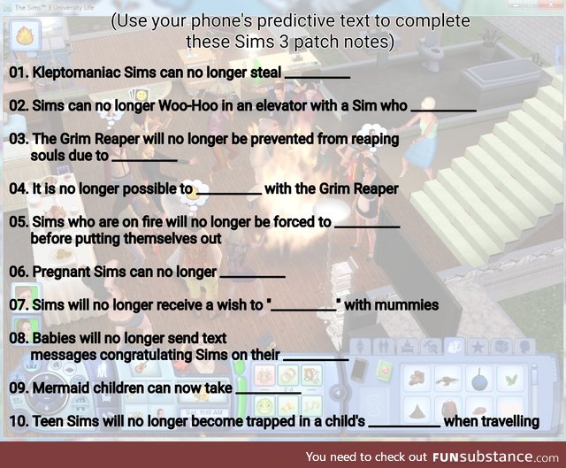 Sims 3 Predictive Patch Notes for the Truly Bored