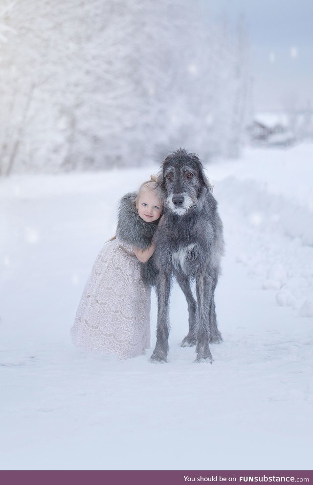 Took my dog and daughter out for the first time together, in a winter wonderland. (