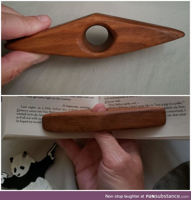 My husband made this book-holder-opener for me to ease hand cramping