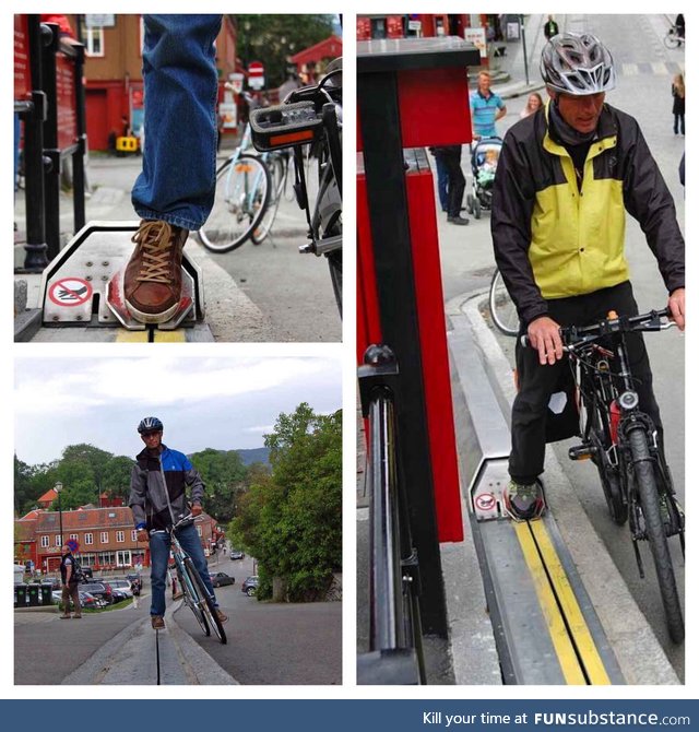 Bicycle escalators in Norway