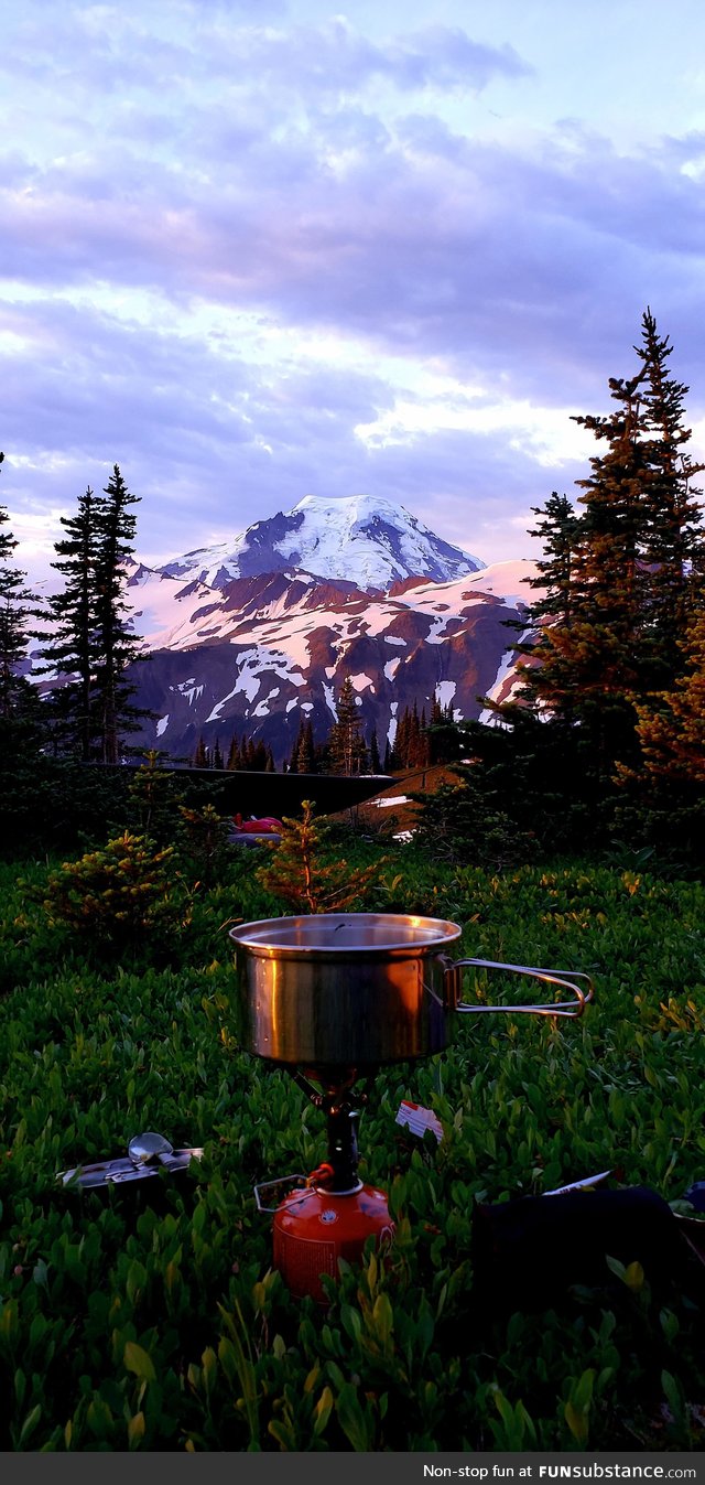 Alpine glow at 5am on Mount Baker, WA from my campsite