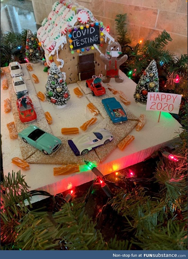 My dad’s auto racing team made a gingerbread house