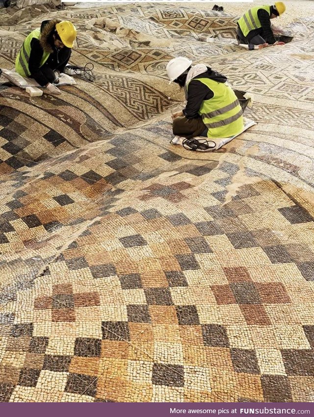 Restoring a mosaic rippled by earthquakes in Turkey