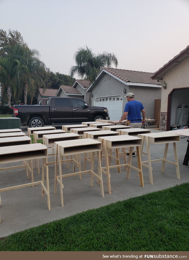 I made 35 desks for students in my area who are home due to distance learning