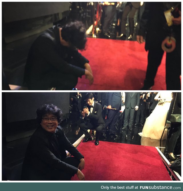 Bong Joon Ho backstage after Parasite won Best Picture at the Oscars