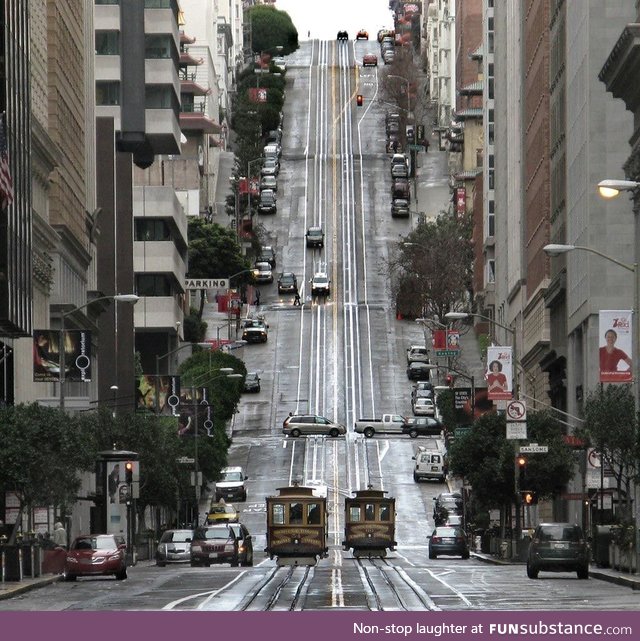 A really steep street in San Francisco