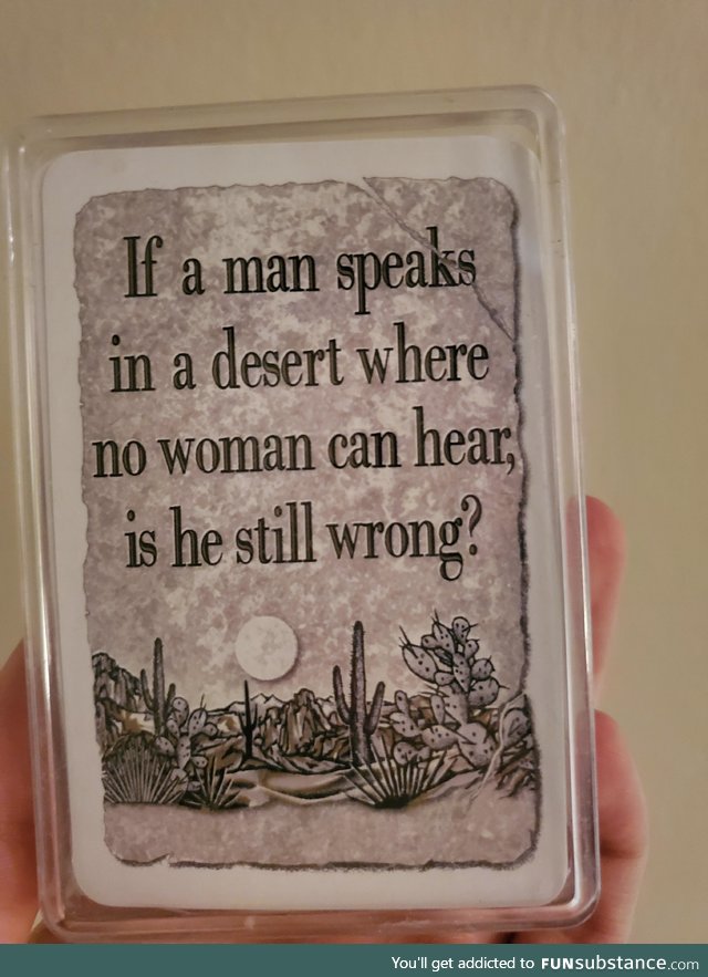 My sister collects playing cards and this is printed on the back of one of her decks