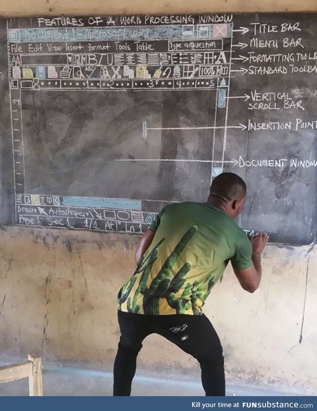 This teacher in Ghana, teaching his students Microsoft Word