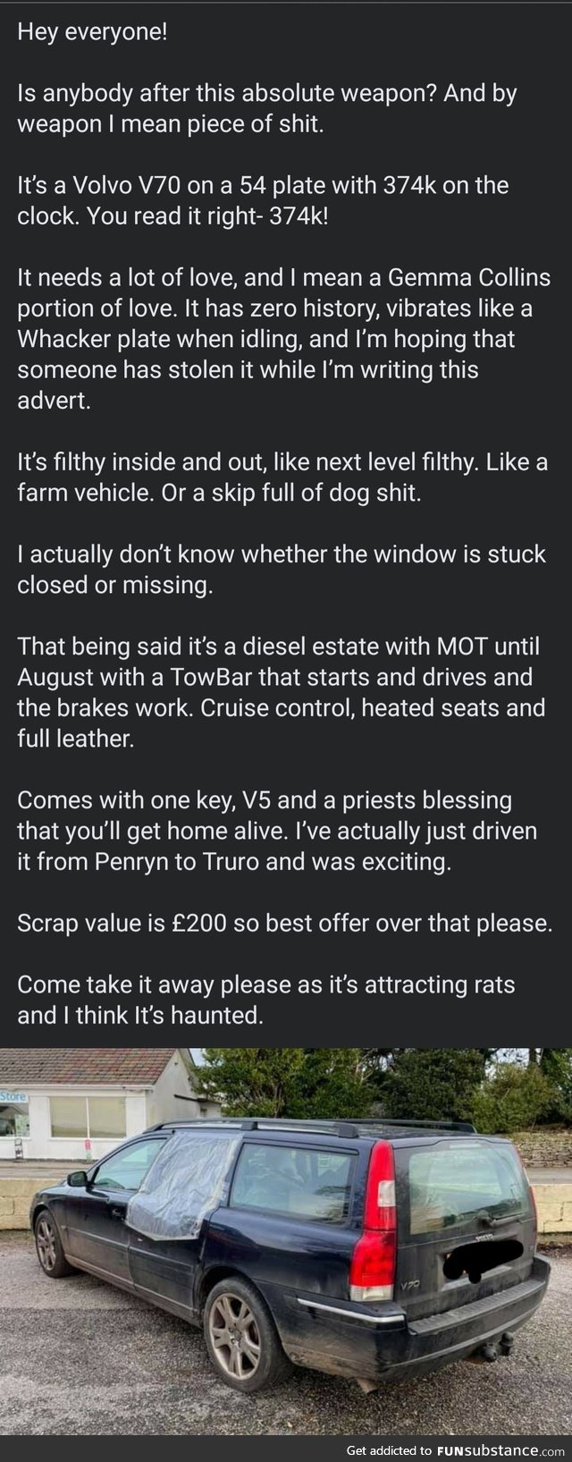 This person selling a car