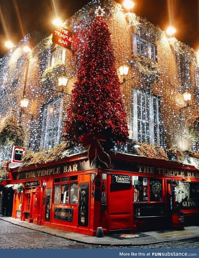 A Christmas wonderland at the Temple Bar in Dublin, Ireland