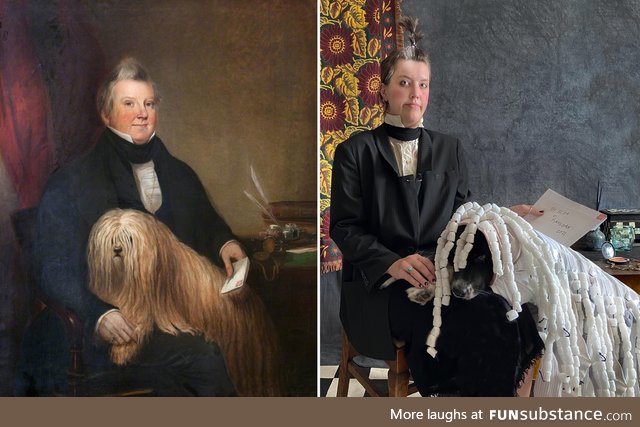 This is Finn, the Australian Shepherd & we recreate famous artworks together every