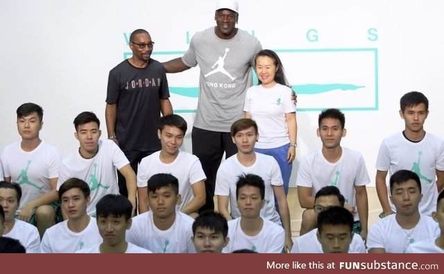 Michael Jordan with Hong Kong teenagers