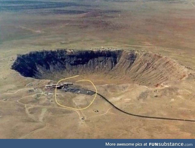 This is a large meteor crater in Arizona. It missed the visitors' center by only a few