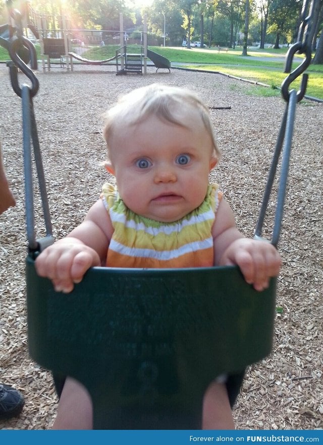 My nieces first time swinging at the park