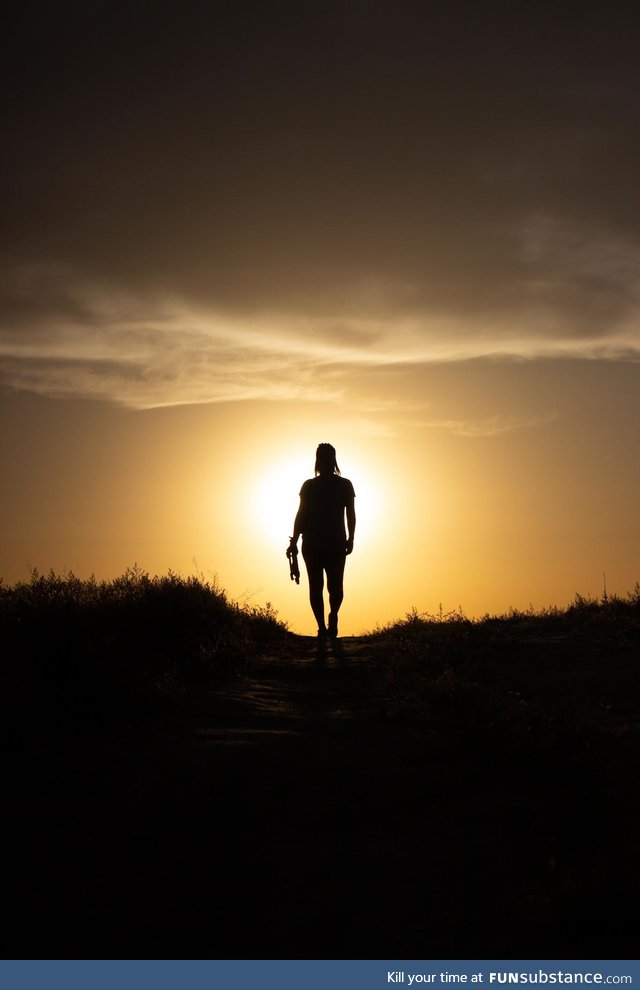 This picture I took of my wife hiking looks like an Action movie cover