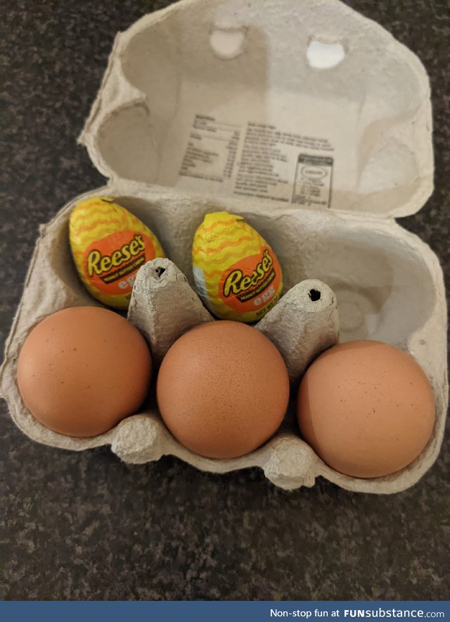 Found the perfect spot to hid these from my egg-hating, Reese's-loving boyfriend