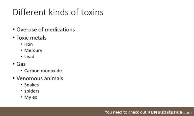 In pharmacy school and we are going over toxicology