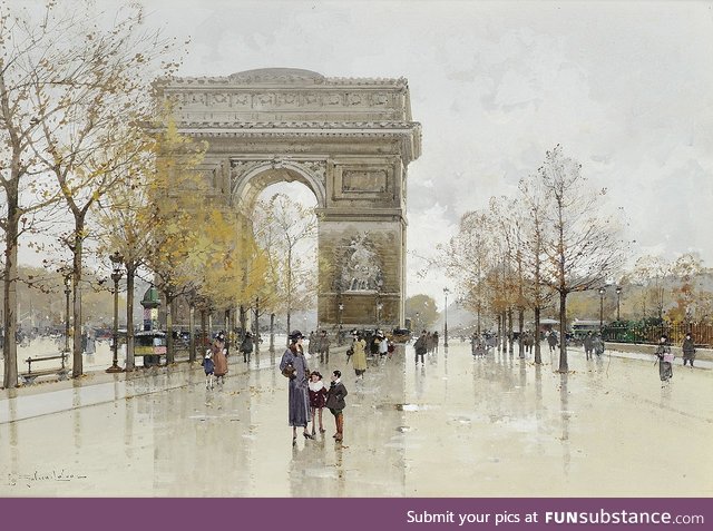 L'Arc de Triomphe by Eugène Galien Laloue, circa 1930