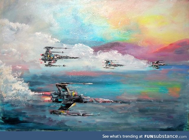 My oil painting of X-Wing Fighters on canvas