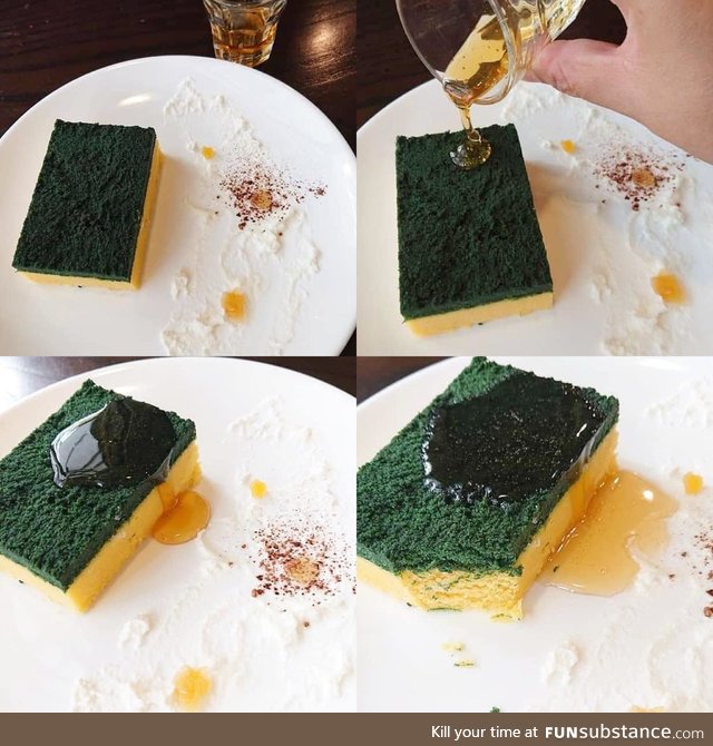 The sponge is cheesecake!