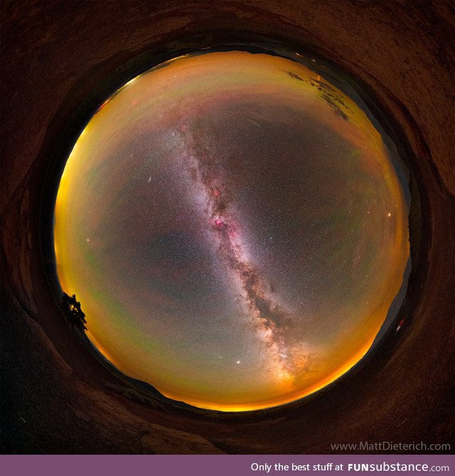 I created this 500 megapixel all-sky view of the Milky Way with airglow from Craters of