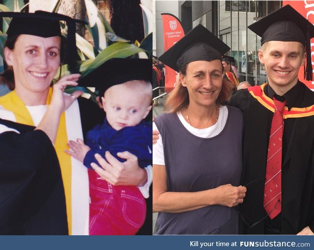 Mum graduating with me 21 years ago as a nurse and me graduating as a paramedic with her