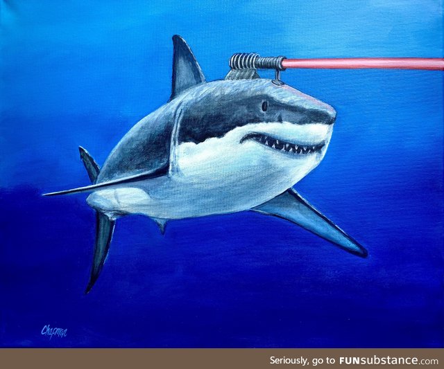 Painted a Shark with a frickin’ laser beam attached to its head