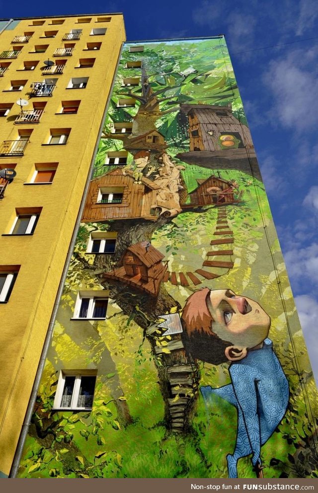 Mural peter pan, bydgoszcz, poland