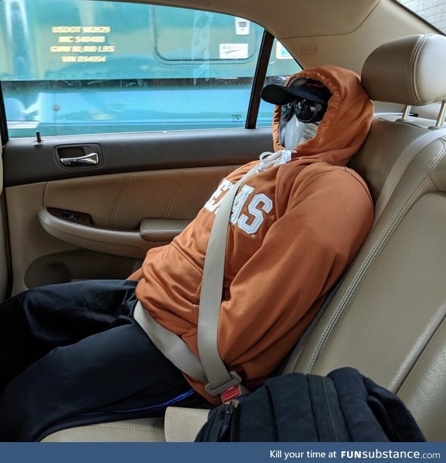 The dummy used by a NY driver who was pulled over for a HOV Lane violation