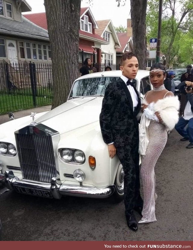 My neighbor and her date decided to dress in the 1950s look for the prom.....AWESOME