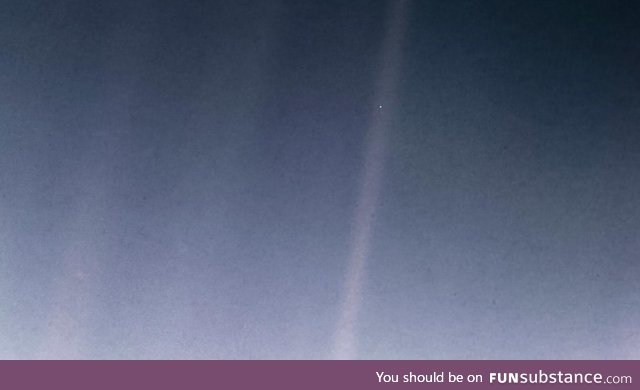 The pale blue dot. The farthest picture of earth ever taken, by voyager 1