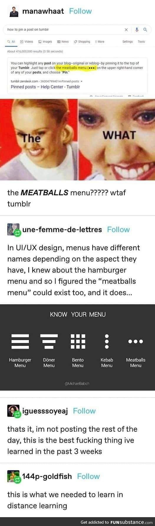 The meatballs menu