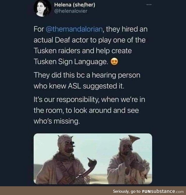 Mandalorian hires deaf actor to help create Tusken sign language