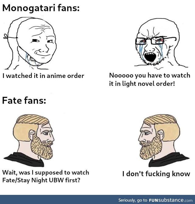 Monogatari fans vs Fate fans