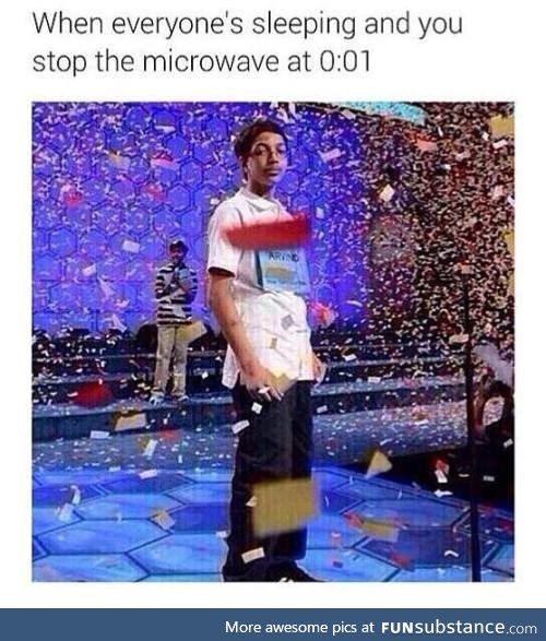 When everyone's sleeping and you stop the microwave