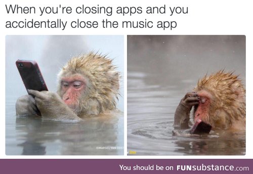 Accidentally close the music app