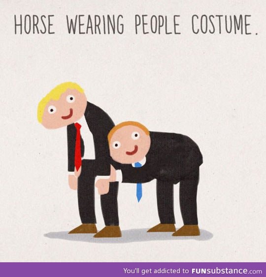 Horse wearing people costume
