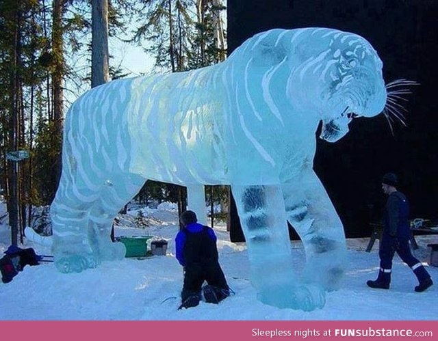 Beautiful tiger ice sculpture