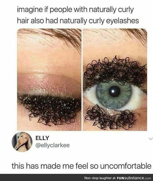Naturally curly eyelashes