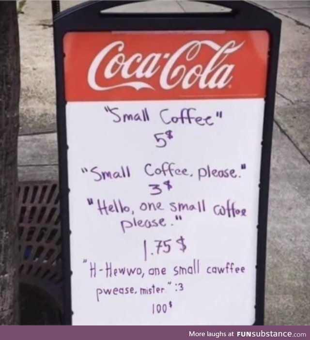 Sign outside of coffee shop