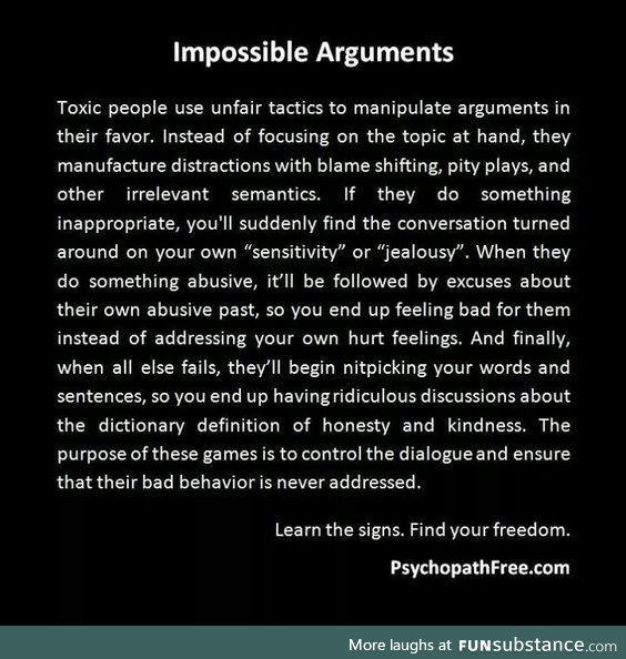 Toxic People, Impossible Arguments