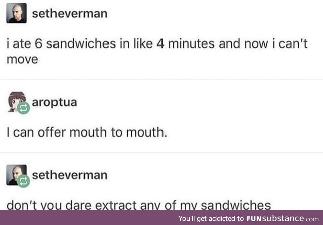 Do not touch sandwiches
