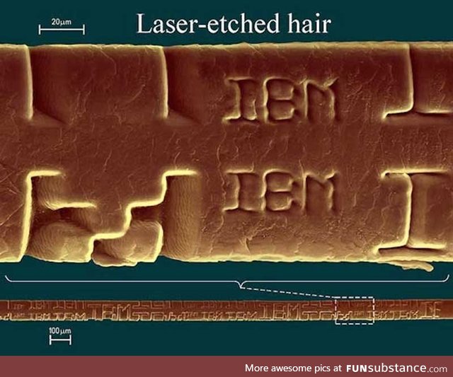 The laser used in corrective eye surgery is accurate enough to write words on a hair