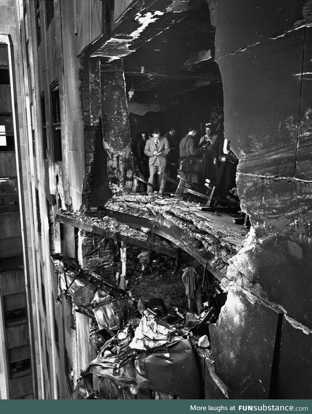 On July 28, 1945, a B-25 bomber flying a routine mission crashed into the Empire State.