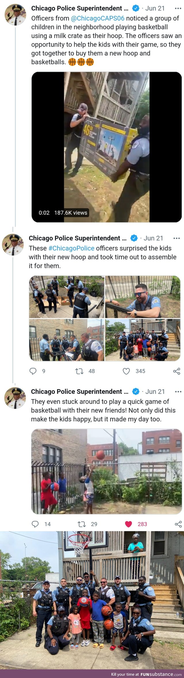 Chicago Police Buy Kids a Basketball hoop (FeelGoodSubstance)